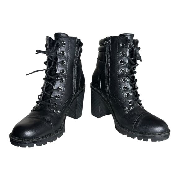 GBG Los Angeles Jaydyn Black 3.5” heeled combat ankle boots womens size 7.5 - Picture 11 of 11